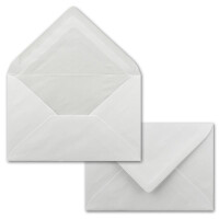 50x Briefumschläge, weiß mit Seidenfutter DIN C6 - 11,2 x 16 cm - mit Nassklebung, weiß 90 Gramm pro m², klassische spitze Klappe