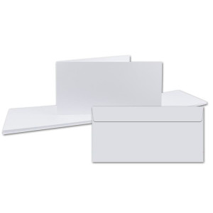 50 x DIN Lang Doppelkarten SET - langdoppelt - inklusive Umschlag - Hochweiß - Einladungskarten - Menükarten - 10,5 x 21,0 cm - Printable für Drucker geeignet - PREMIUM Marke: NEUSER