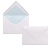 25x Briefumschläge Weiß DIN C6 gefüttert mit Seidenpapier in Hellblau 100 g/m² 11,4 x 16,2 cm mit Nassklebung ohne Fenster