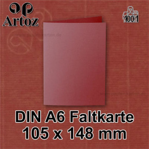 ARTOZ 50x DIN A6 Faltkarten - Weinrot (Rot) - 105 x 148 mm Karten blanko zum selbstgestalten - 220 g/m² gerippt