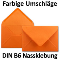 50x Brief-Umschläge in Orange - 80 g/m² - Kuverts in DIN B6 Format 12,5 x 17,6 cm - Nassklebung ohne Fenster