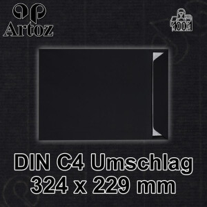 ARTOZ 25x DIN C4 Umschläge mit Haftklebung - ungefüttert 324 x 229 mm Schwarz (Schwarz) Briefumschläge ohne Fenster - Serie 1001