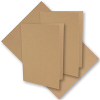 50x Vintage Kraftpapier Falt-Karten 105 x 148 mm - DIN A6 - sandbraun - Recycling - 220 g blanko Klapp-Karten - UmWelt by GUSTAV NEUSER