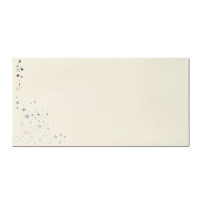 50x Briefumschläge mit Metallic Sternen - DIN Lang - Silber geprägter Sternenregen - Farbe: creme, Nassklebung, 80 g/m² - 110 x 220 mm - ideal für Weihnachten