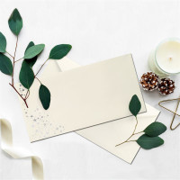 50x Briefumschläge mit Metallic Sternen - DIN Lang - Silber geprägter Sternenregen - Farbe: creme, Nassklebung, 80 g/m² - 110 x 220 mm - ideal für Weihnachten