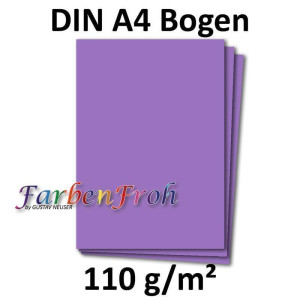100x DIN A4 Papier - Violett - 110 g/m² - 21 x 29,7 cm - Briefpapier Bastelpapier Tonpapier Briefbogen - FarbenFroh by GUSTAV NEUSER