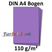 100x DIN A4 Papier - Violett - 110 g/m² - 21 x 29,7 cm - Briefpapier Bastelpapier Tonpapier Briefbogen - FarbenFroh by GUSTAV NEUSER