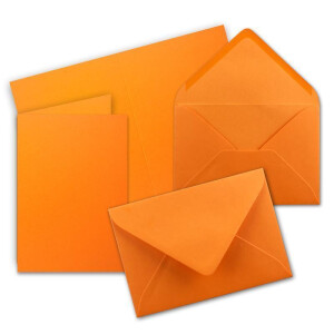 25x DIN B6 Faltkarten Set mit Umschlägen - Orange - 115 x 170 mm - ideal für Einladungskarten, Hochzeit, Taufe, Kommunion, Konfirmation - Marke: FarbenFroh