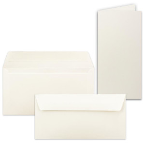50x Faltkarten-Set mit Briefumschlägen DIN Lang in Naturweiß (Weiß) - 21 x 10,5 cm - Blank Klappkarten und Umschläge für Einladungen und Grüße zu Geburtstag und Hochzeit