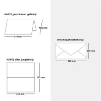 50x Faltkarten-Set mit Briefumschlägen DIN Lang in Naturweiß (Weiß) - 21 x 10,5 cm - Blank Klappkarten und Umschläge für Einladungen und Grüße zu Geburtstag und Hochzeit
