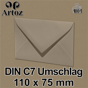 50x ARTOZ DIN C7 kleine Briefumschläge - Braun (Taupe) 110 x 75 mm - 100 g/m² Mini Umschläge für Hochzeit Geburtstag Weihnachten Party Geschenkkärtchen - Serie 1001