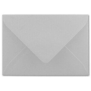 25x Brief-Umschläge Format B6 - Hell-Grau- 12 x 17,5 cm - Nassklebung mit spitzer Klappe - 110 g/m² - Einladungs-Kuverts