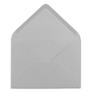 25x Brief-Umschläge Format B6 - Hell-Grau- 12 x 17,5 cm - Nassklebung mit spitzer Klappe - 110 g/m² - Einladungs-Kuverts