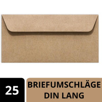 25 Kraftpapier Umschläge DIN Lang - Braun ÖKO Vint