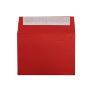 50x Briefumschläge leuchtend Rot DIN C6 Format 11,4 x 16,2 cm - Haftklebung - Kuverts ohne Fenster - Weihnachten, Grußkarten & Einladungen - Für A6 & A4 Papier
