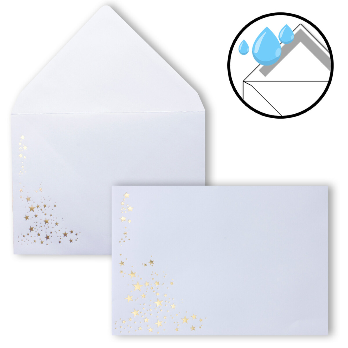 Faltkarten Set Mit Umschlagen Din A6 Hochweiss Mit Goldenen Metallic 12 45
