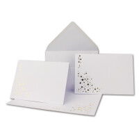 Faltkarten-Set mit Umschlägen DIN A6 - Hochweiß mit goldenen Metallic Sternen - 10 Sets - für Drucker geeignet Ideal für Weihnachtskarten