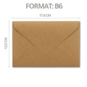 25x - Brief-Umschläge B6 mit Gold Innenfutter - 12,5 x 17,6 cm  - Kraft-Papier braun Recycling Nassklebung - Vintage - UmWelt by GUSTAV NEUSER