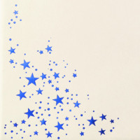 50x Briefumschläge mit Metallic Sternen - DIN Lang - Blau geprägter Sternenregen - Farbe: creme, Nassklebung, 80 g/m² - 110 x 220 mm - ideal für Weihnachten