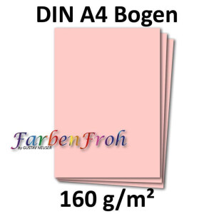 100 DIN A4 Papierbogen Planobogen - Rosa - 160 g/m² - 21 x 29,7 cm - Bastelbogen Ton-Papier Fotokarton Bastel-Papier Ton-Karton - FarbenFroh