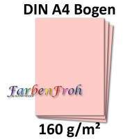 100 DIN A4 Papierbogen Planobogen - Rosa - 160 g/m² - 21 x 29,7 cm - Bastelbogen Ton-Papier Fotokarton Bastel-Papier Ton-Karton - FarbenFroh