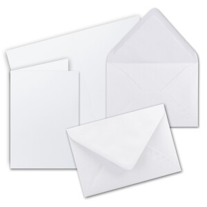 Faltkarten SET mit Brief-Umschlägen DIN A6 / C6 in Kristallweiß - 50 Sets - 14,8 x 10,5 cm - Premium Qualität - Serie FarbenFroh