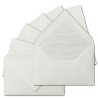 50x B6 Vintage Faltkarten-Set mit gefütterten Briefumschlägen, Büttenpapier, 113 x 175 mm - hoch-doppelt, Naturweiß - Karten aus Büttenpapier