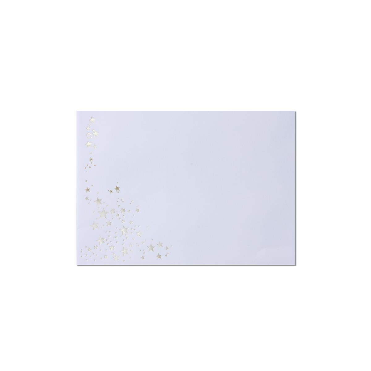 125 x 176 mm Briefumschläge DIN B6 mit silber-metallic Sternen 100 Stück Weißer Umschlag mit weißem Seidenfutter Marke: GUSTAV NEUSER 100 g/m² Nassklebung 