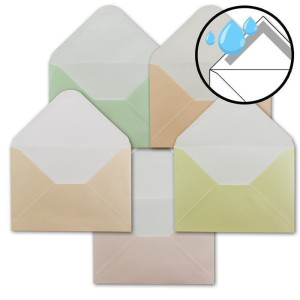50 Perlmutt Kartenset inklusive Briefumschläge - Blanko Kartenset mit Geschenkschachtel - DIN A6 Einladungskarten aus 5 verschiedenen Pastellfarben - 10.5 x 14.8 cm