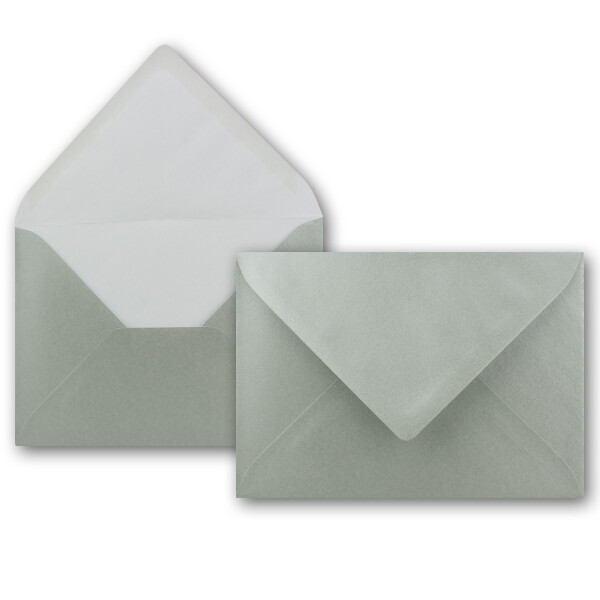 75 Brief-Umschläge - Silber Metallic - DIN C6 - 114 x 162 mm - Kuverts mit Nassklebung ohne Fenster für Gruß-Karten & Einladungen - Serie FarbenFroh
