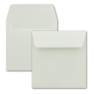 100 Briefumschläge in Creme - quadratische Kuverts 16 x 16 cm - Starke Qualität - 120 Gramm/m² - Haftklebung - ohne Fenster