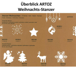 Artoz fliegender Stanzer - FREI POSITIONIERBAR - Kartenstanzer - "Weihnachtsbäume" - Stanze-Locher zum Kartenbasteln für Weihnachten, Einladungen und vieles mehr