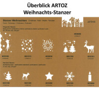 Artoz fliegender Stanzer - FREI POSITIONIERBAR - Kartenstanzer - "Weihnachtsbäume" - Stanze-Locher zum Kartenbasteln für Weihnachten, Einladungen und vieles mehr