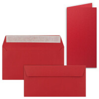 25x Faltkarten-Set mit Briefumschlägen DIN Lang in Rosenrot (Rot) - 21 x 10,5 cm - Blank Klappkarten und Umschläge für Einladungen und Grüße zu Geburtstag und Hochzeit