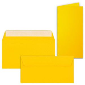 100x Faltkarten SET mit Brief-Umschlägen Honig-Gelb (Gelb) - DIN Lang - 21 x 10,5 cm - Premium Qualität - FarbenFroh® von GUSTAV NEUSER®