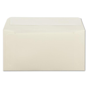 75x Briefumschläge DIN Lang - 11 x 22 cm - Haftklebung - Farbe: Creme - 90 Gramm pro m² - ohne Fenster