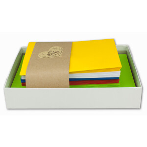 25x Farbige Faltkarten blanko mit Umschlag und Einlegeblättern in DIN B6 - Sommerfarben