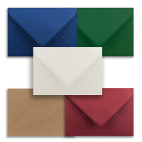 50x Farbige Faltkarten blanko mit Umschlag und Einlegeblättern in DIN B6 - Winterfarben