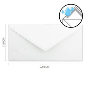 75x Briefumschläge DIN Lang - 11 x 22 cm - Nassklebung - Farbe: Weiß - 90 Gramm pro m² - ohne Fenster