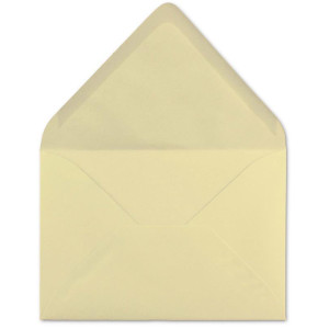 50x Briefumschläge B6 - 17,5 x 12,5 cm - Vanille / Creme - Nassklebung mit spitzer Klappe - 120 g/m² - Für Hochzeit, Gruß-Karten, Einladungen