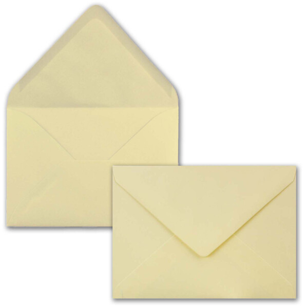 25x Briefumschläge B6 - 17,5 x 12,5 cm - Vanille / Creme - Nassklebung mit spitzer Klappe - 120 g/m² - Für Hochzeit, Gruß-Karten, Einladungen