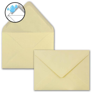 25x Briefumschläge B6 - 17,5 x 12,5 cm - Vanille / Creme - Nassklebung mit spitzer Klappe - 120 g/m² - Für Hochzeit, Gruß-Karten, Einladungen