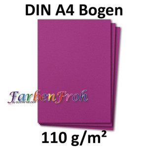 150x DIN A4 Papier - Amarena (Pink) gerippt - 110 g/m² - 21 x 29,7 cm - Briefpapier Bastelpapier Tonpapier Briefbogen - FarbenFroh by GUSTAV NEUSER