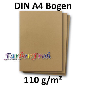 150x DIN A4 Papier - Sandbraun (Kraftpapier Braun) - 110 g/m² - 21 x 29,7 cm - Ton-Papier Fotokarton Bastel-Papier Ton-Karton - FarbenFroh