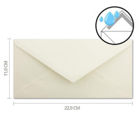 500x Briefumschläge DIN Lang - 11 x 22 cm - Nassklebung - Farbe: Creme - 80 Gramm pro m² - ohne Fenster