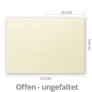 50x Falt-Karten DIN A6 in Vanille - 10,5 x 14,8 cm - Blanko - Doppel-Karten - 240 g/m²