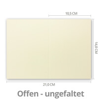 100x Falt-Karten DIN A6 in Vanille - 10,5 x 14,8 cm - Blanko - Doppel-Karten - 240 g/m²