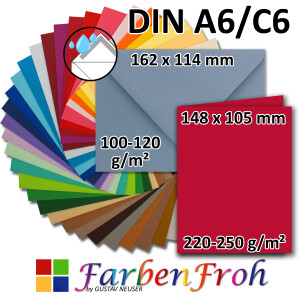 Schwarze Briefumschläge 11,4 x 16,2 cm, DIN C6 passend für DIN A6 Karten 