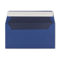 500x Briefumschläge DIN Lang 11 x 22 cm gerippt in Dunkelblau gefüttert mit blauem Seiden-Papier 110 g/m² Haftklebung