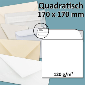 quadratischer Briefumschlag - Haftkebung - 17,0 x 17,0 cm...